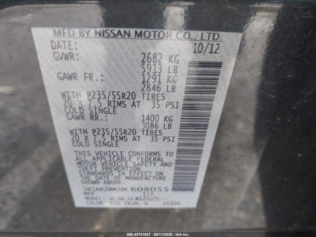 5N1AR2MM2DC608055 2013 NISSAN PATHFINDER photo no. 9