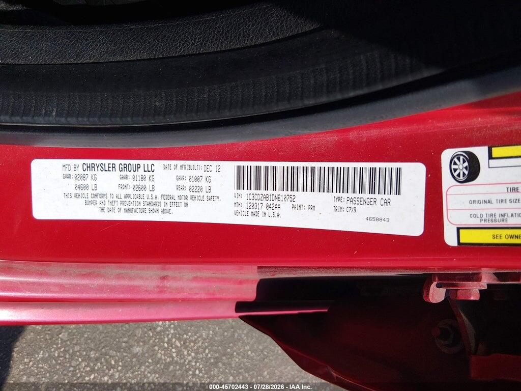 1C3CDZAB1DN610752 2013 DODGE AVENGER photo no. 9