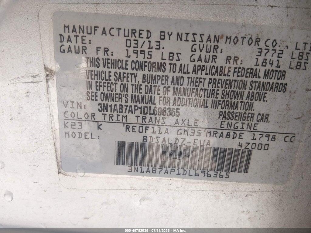 3N1AB7AP1DL696365 2013 NISSAN SENTRA photo no. 9