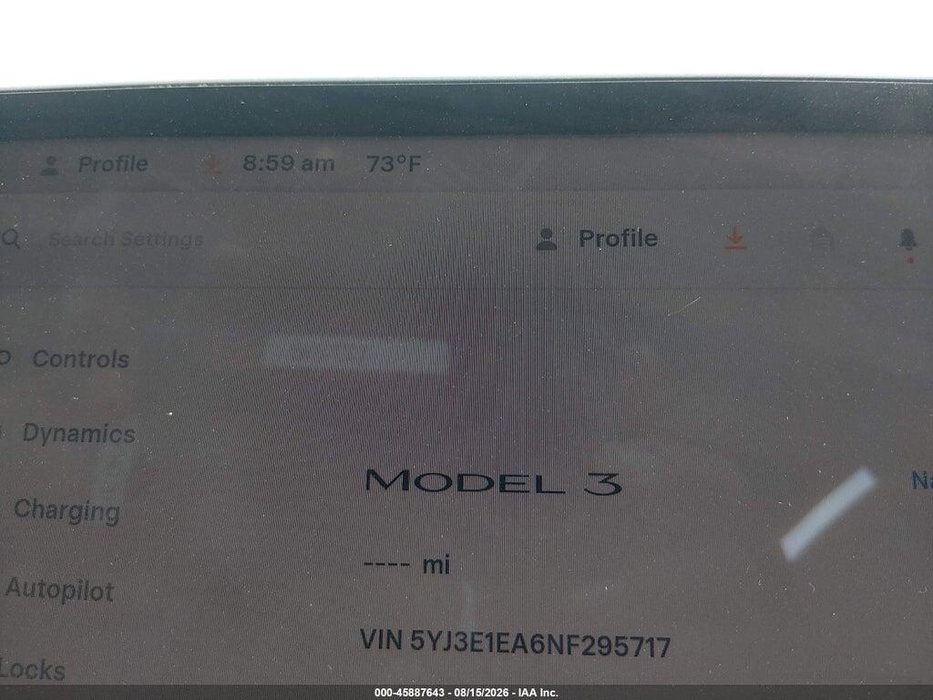 5YJ3E1EA6NF295717 2022 TESLA MODEL 3 photo no. 7