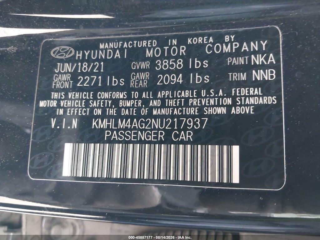 KMHLM4AG2NU217937 2022 HYUNDAI ELANTRA photo no. 9