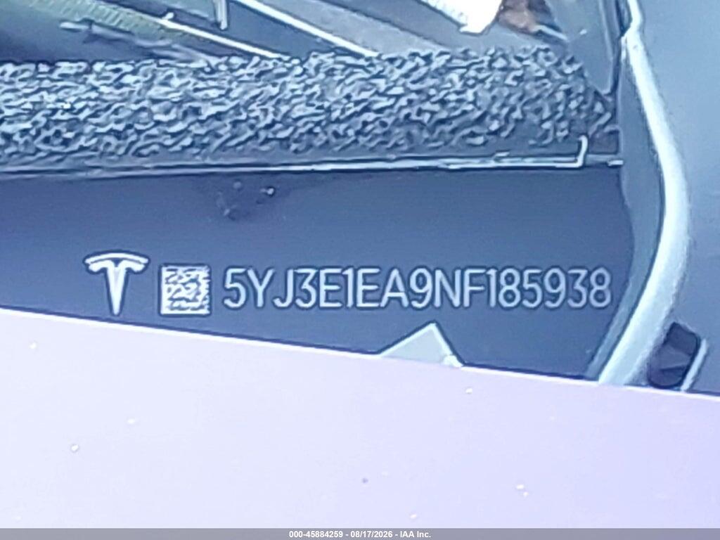 5YJ3E1EA9NF185938 2022 TESLA MODEL 3 photo no. 9