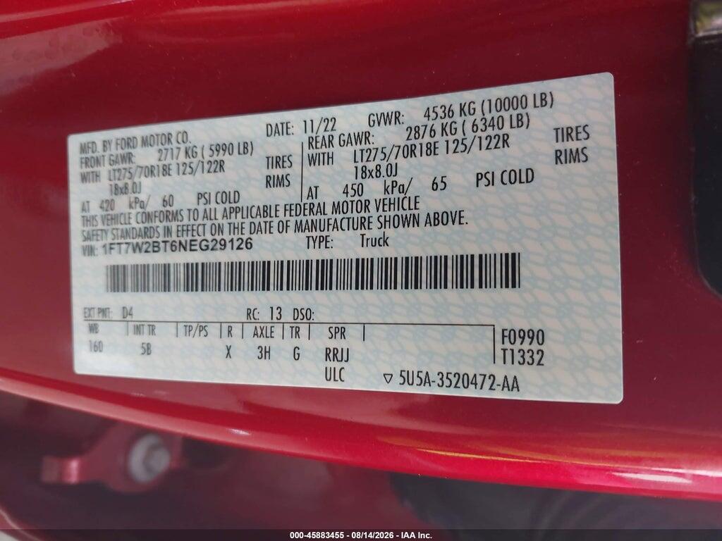 1FT7W2BT6NEG29126 2022 FORD F-250 photo no. 9