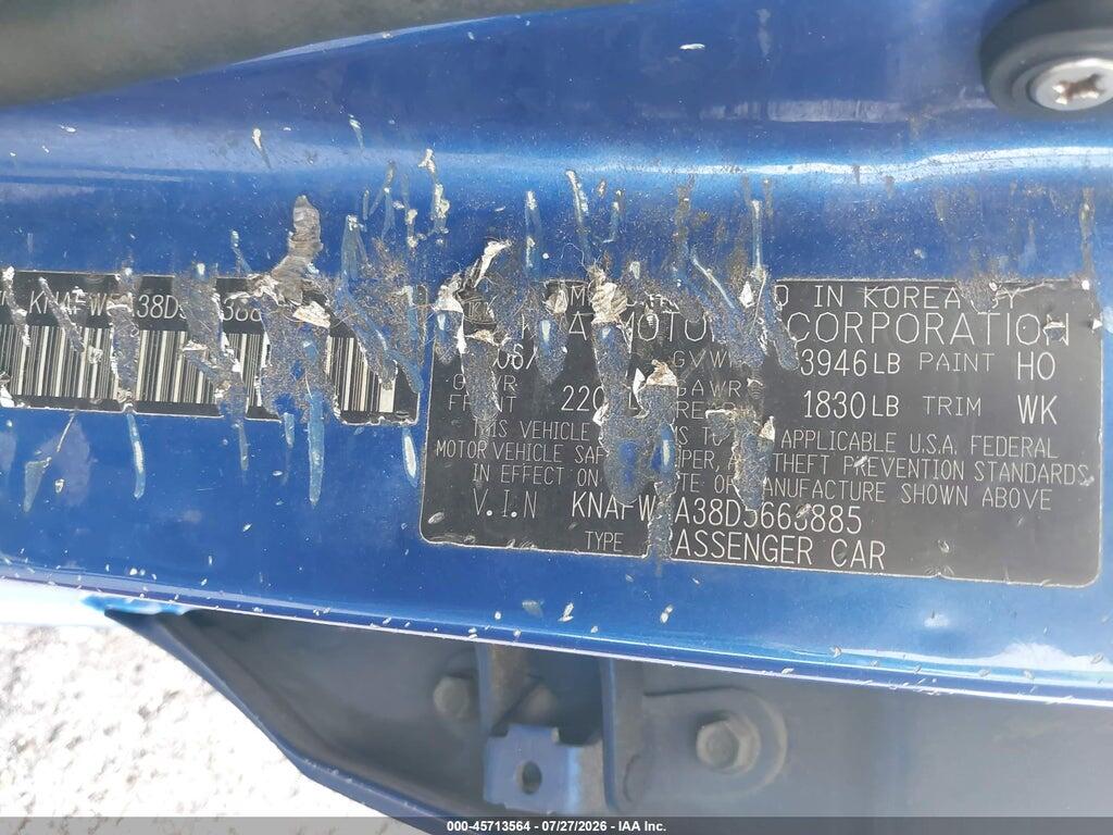 KNAFW5A38D5663885 2013 KIA FORTE photo no. 9