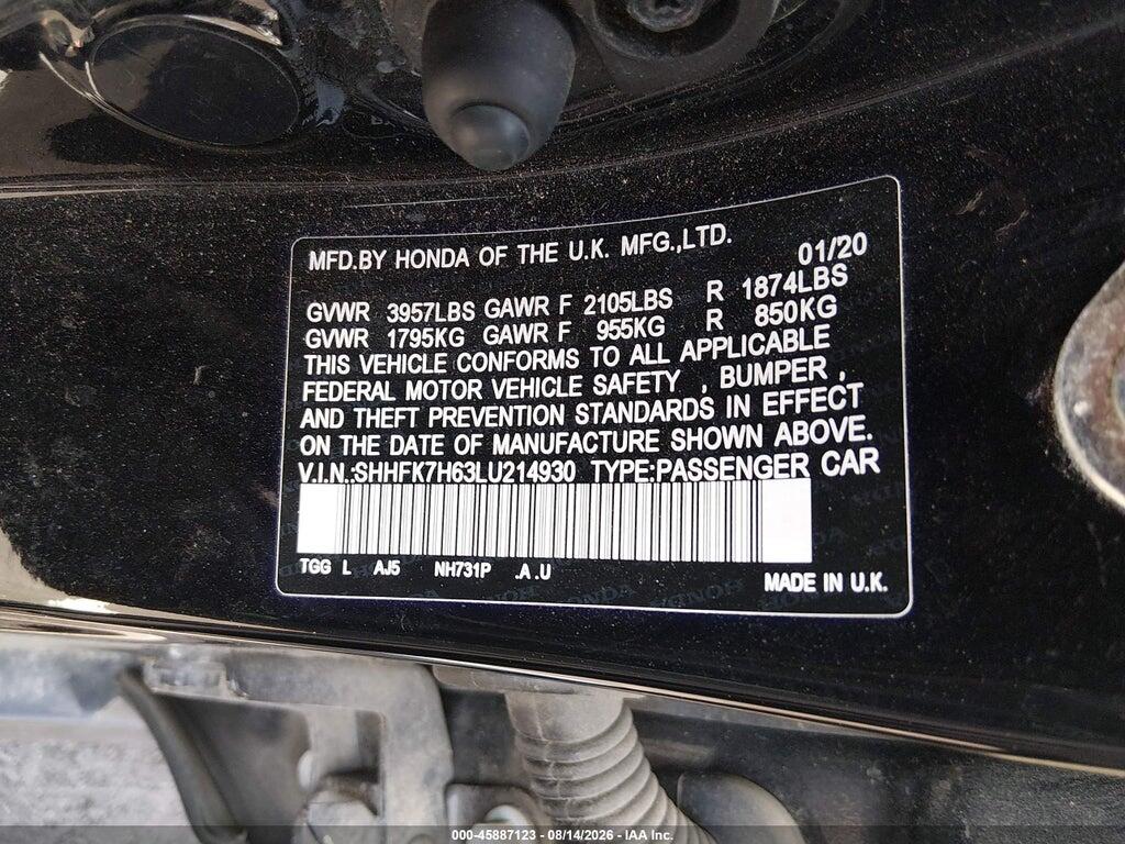 SHHFK7H63LU214930 2020 HONDA CIVIC photo no. 9