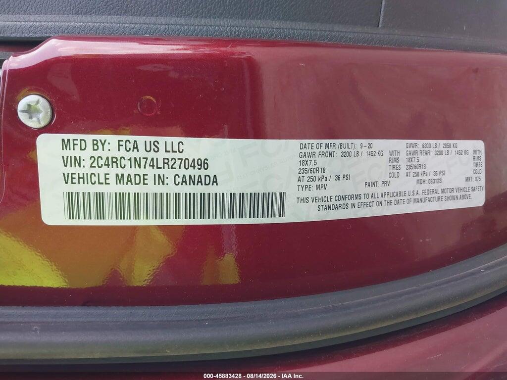 2C4RC1N74LR270496 2020 CHRYSLER PACIFICA HYBRID photo no. 9