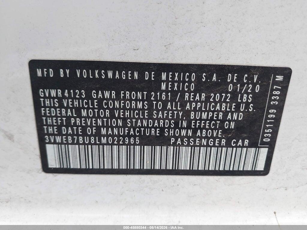 3VWEB7BU8LM022965 2020 VOLKSWAGEN JETTA photo no. 9