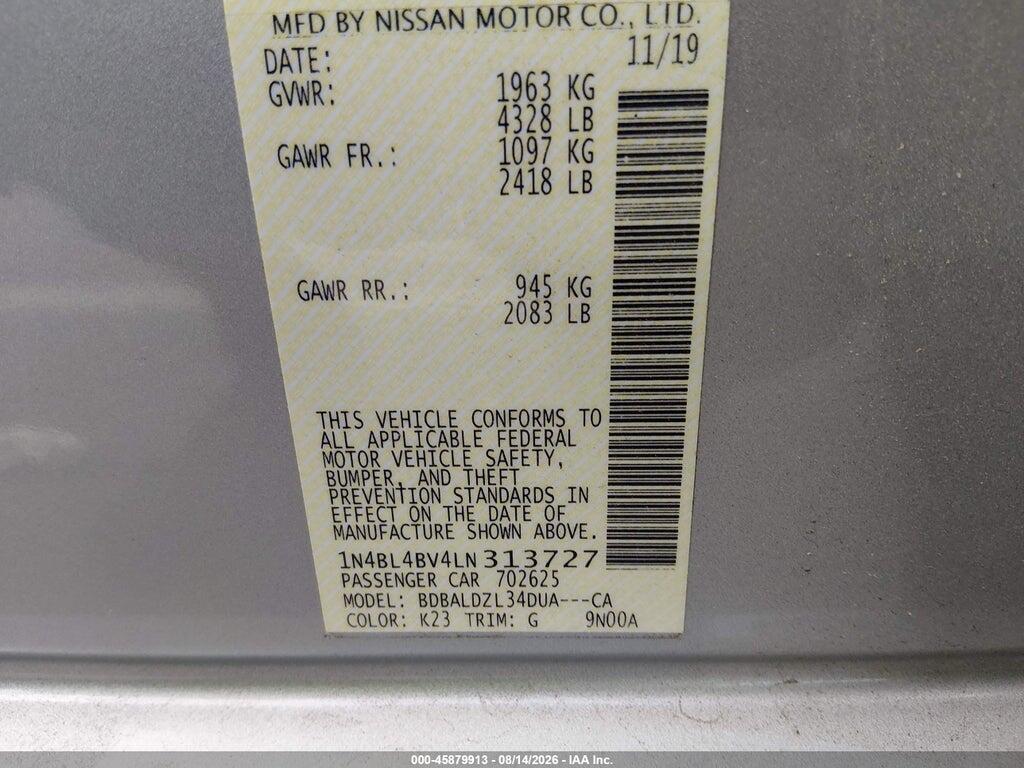 1N4BL4BV4LN313727 2020 NISSAN ALTIMA photo no. 9