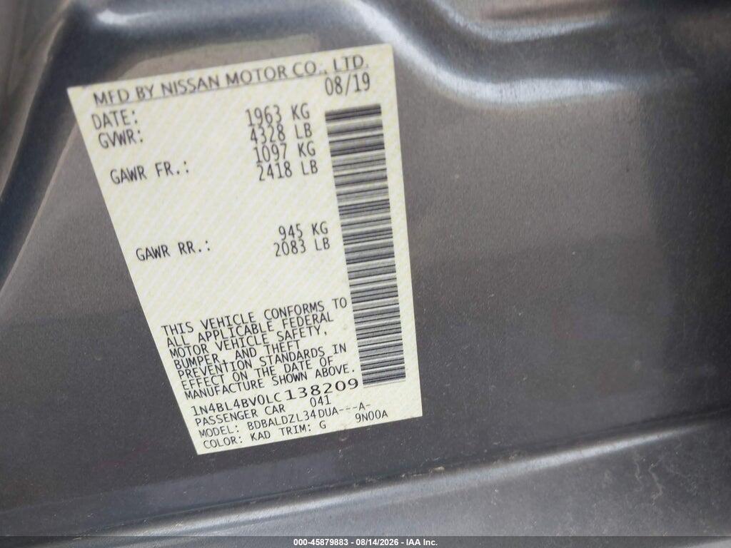 1N4BL4BV0LC138209 2020 NISSAN ALTIMA photo no. 9