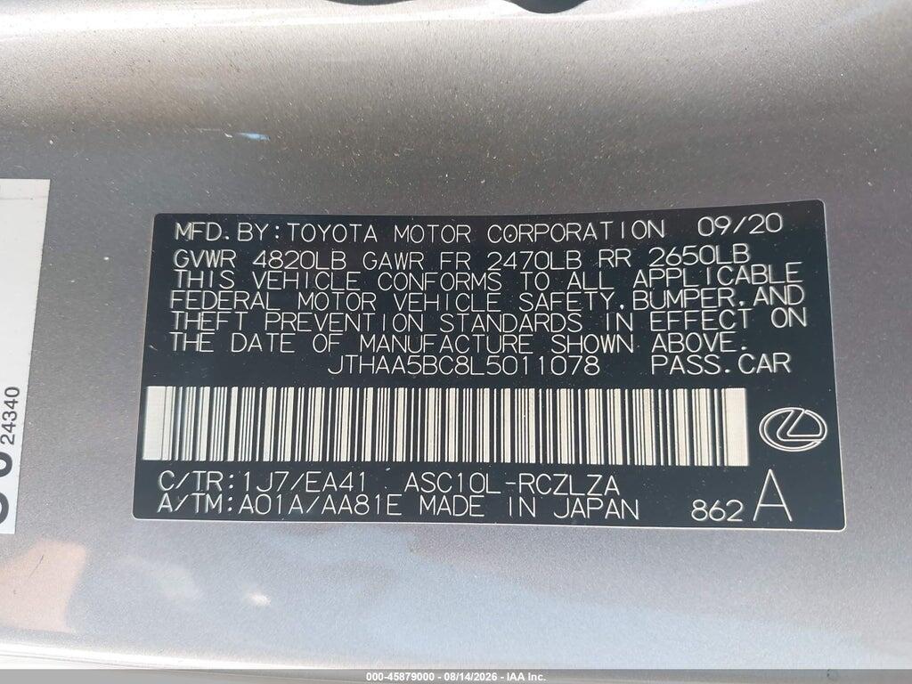 JTHAA5BC8L5011078 2020 LEXUS RC 300 photo no. 9