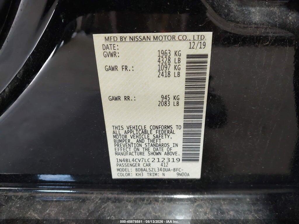 1N4BL4CV7LC212319 2020 NISSAN ALTIMA photo no. 9