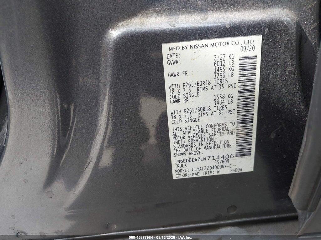 1N6ED0EA2LN714406 2020 NISSAN FRONTIER photo no. 9