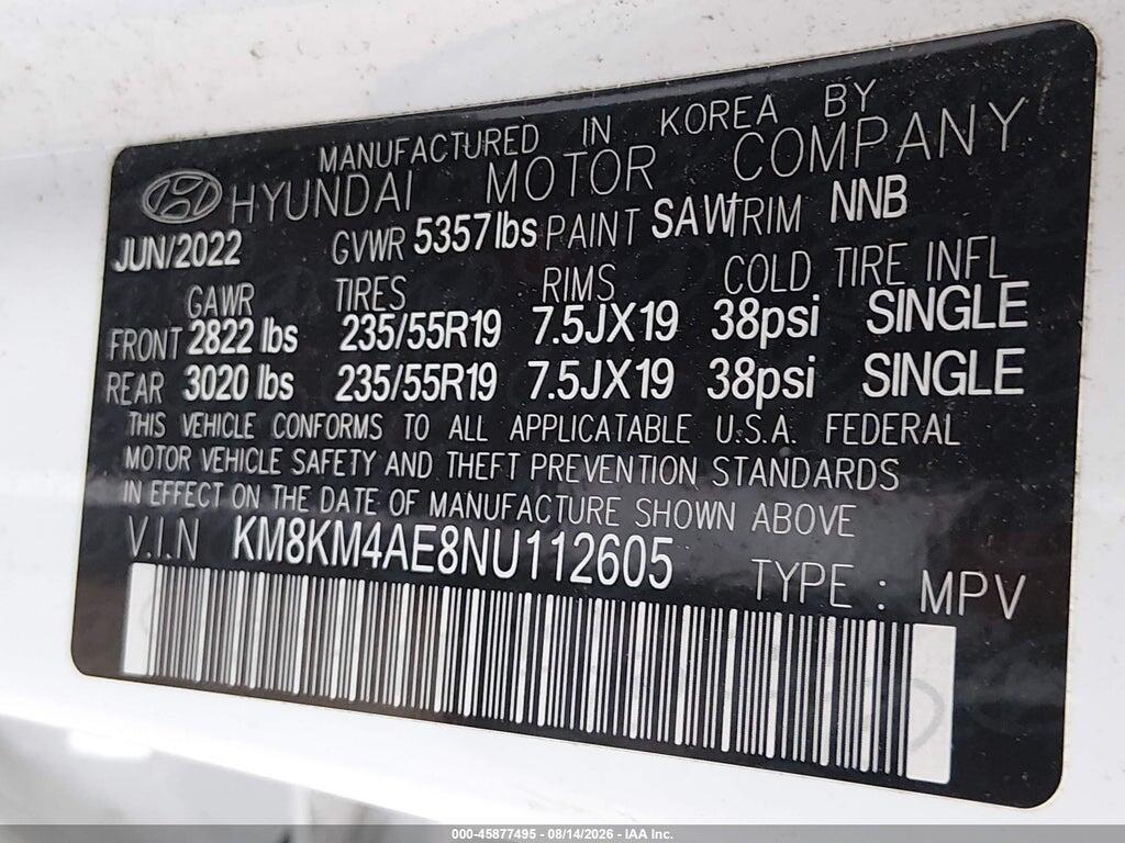 KM8KM4AE8NU112605 2022 HYUNDAI IONIQ 5 photo no. 9