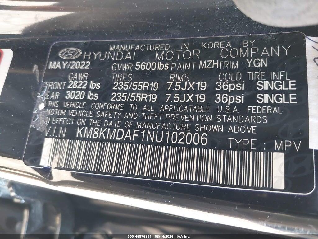 KM8KMDAF1NU102006 2022 HYUNDAI IONIQ 5 photo no. 9