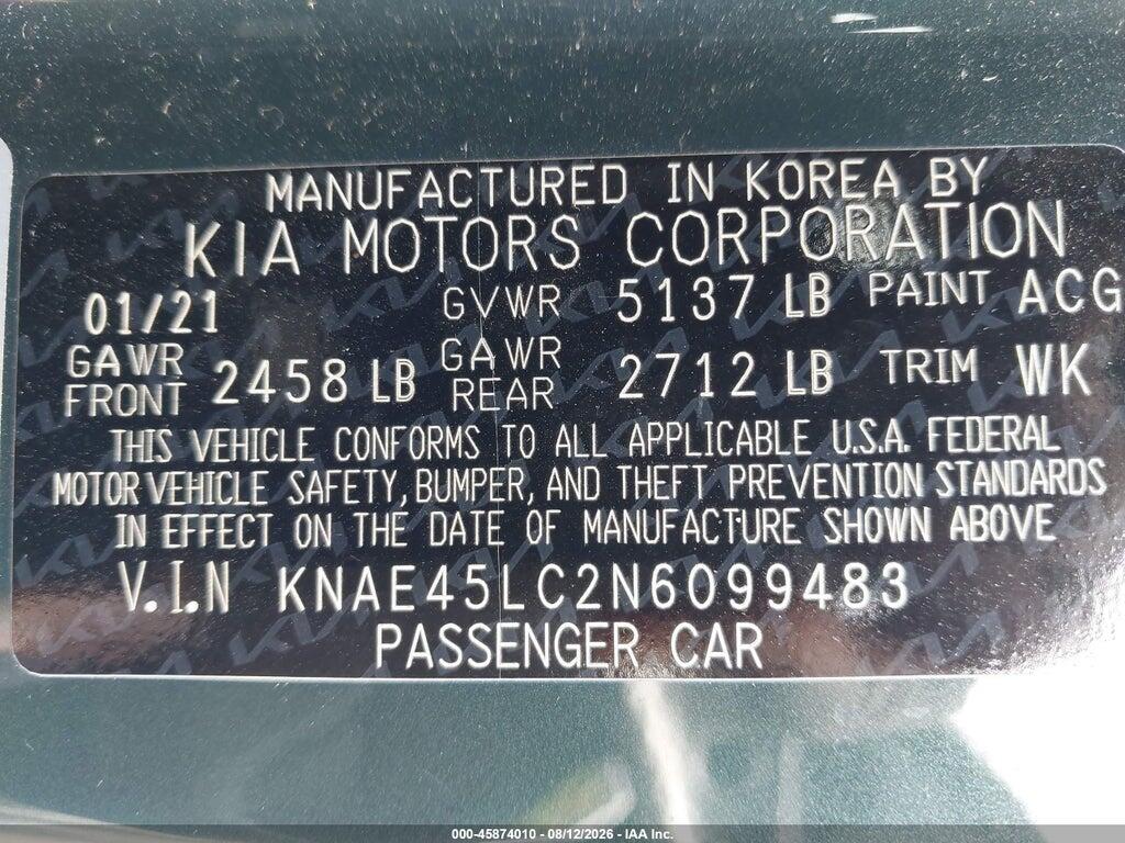 KNAE45LC2N6099483 2022 KIA STINGER photo no. 9