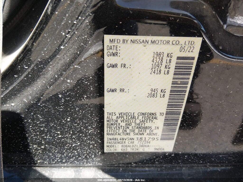 1N4BL4BV5NN381795 2022 NISSAN ALTIMA photo no. 9