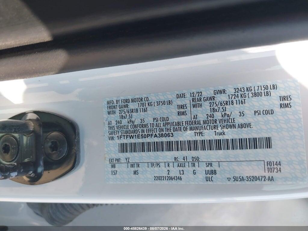 1FTFW1E50PFA38063 2023 FORD F-150 photo no. 9