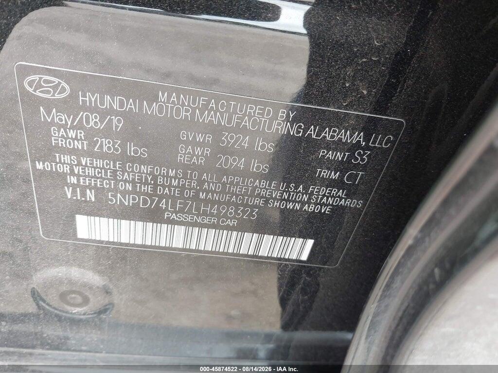 5NPD74LF7LH498323 2020 HYUNDAI ELANTRA photo no. 9