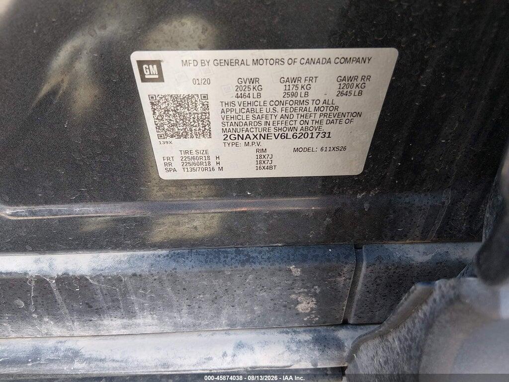 2GNAXNEV6L6201731 2020 CHEVROLET EQUINOX photo no. 9