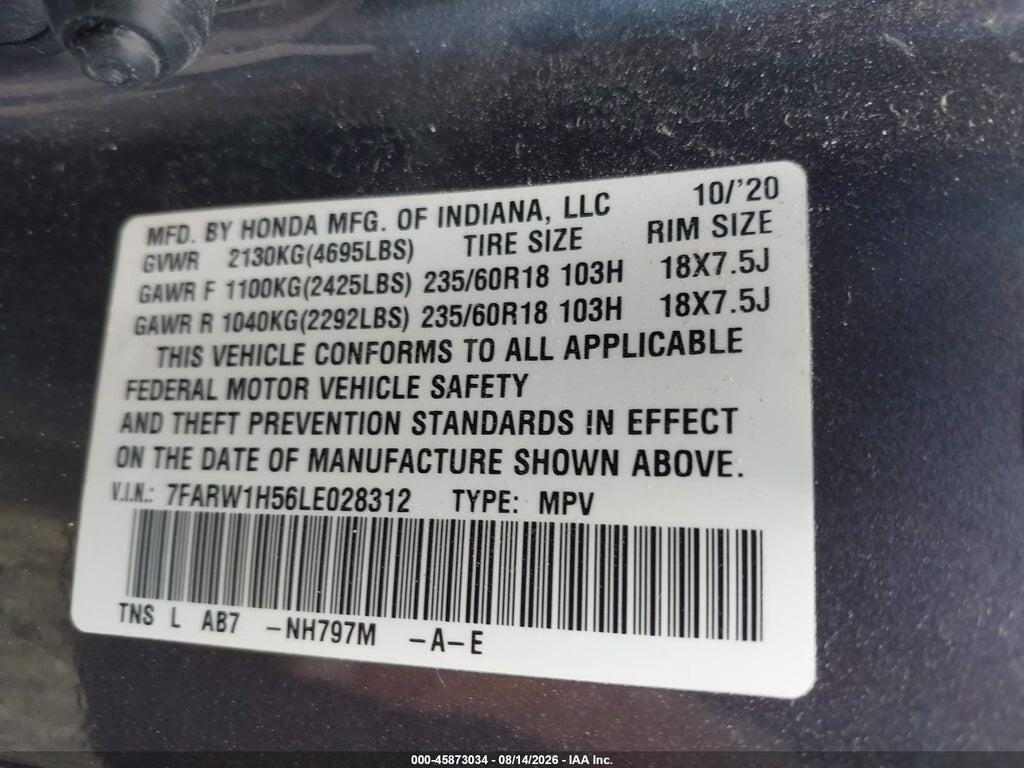 7FARW1H56LE028312 2020 HONDA CR-V photo no. 9