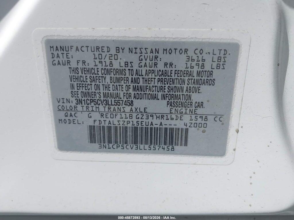 3N1CP5CV3LL557458 2020 NISSAN KICKS photo no. 9