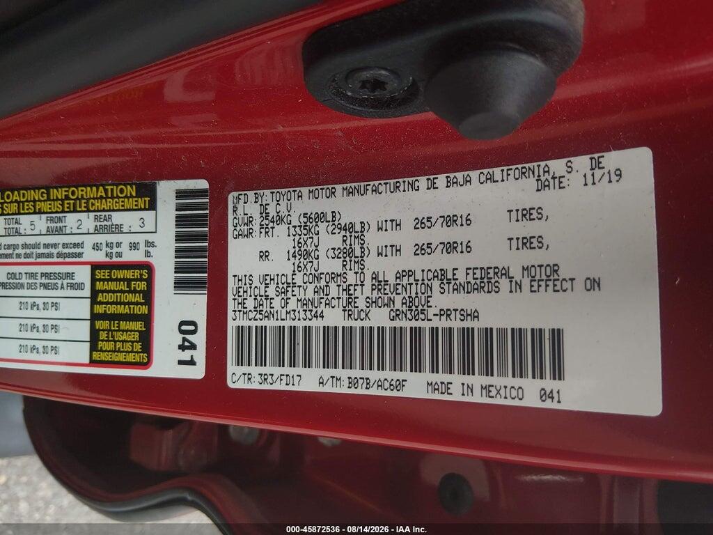 3TMCZ5AN1LM313344 2020 TOYOTA TACOMA photo no. 9
