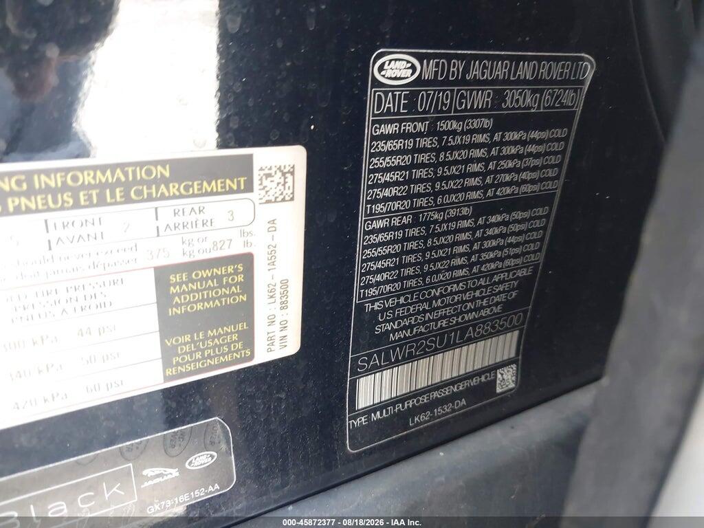 SALWR2SU1LA883500 2020 LAND ROVER RANGE ROVER SPORT photo no. 9