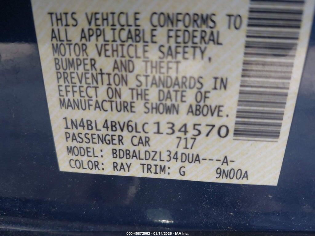 1N4BL4BV6LC134570 2020 NISSAN ALTIMA photo no. 9