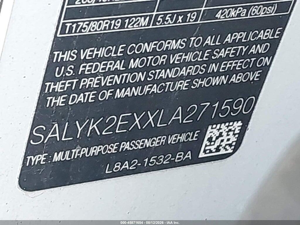SALYK2EXXLA271590 2020 LAND ROVER RANGE ROVER VELAR photo no. 9