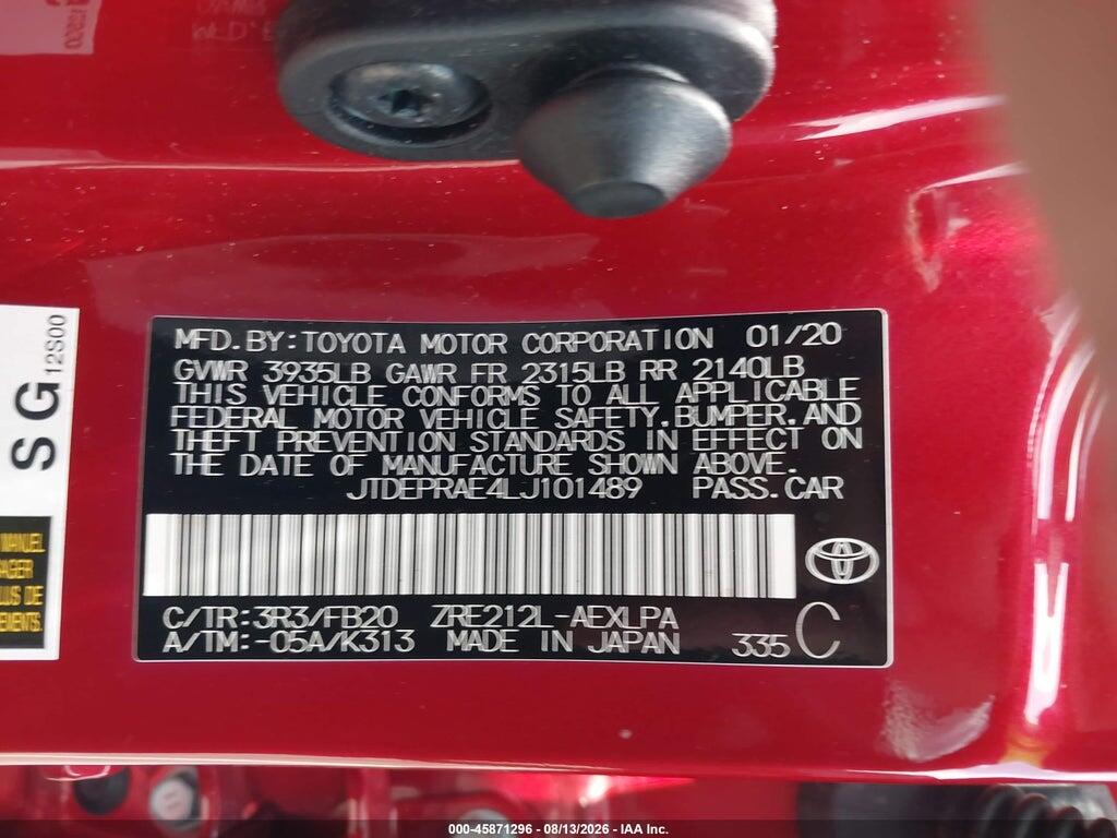 JTDEPRAE4LJ101489 2020 TOYOTA COROLLA photo no. 9