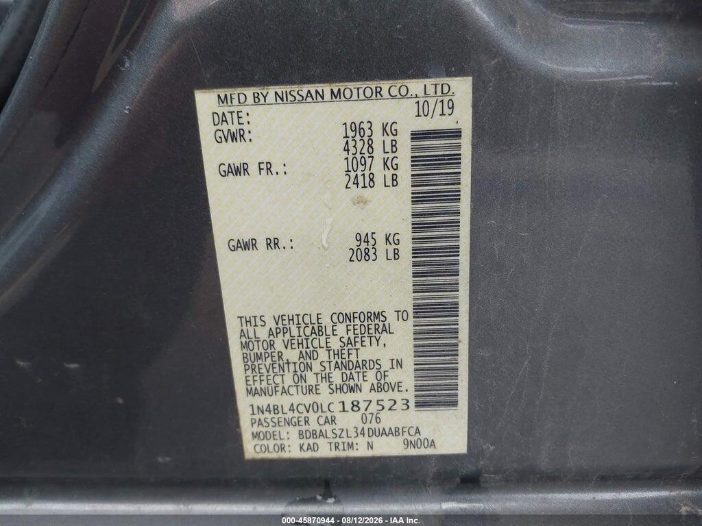 1N4BL4CV0LC187523 2020 NISSAN ALTIMA photo no. 9