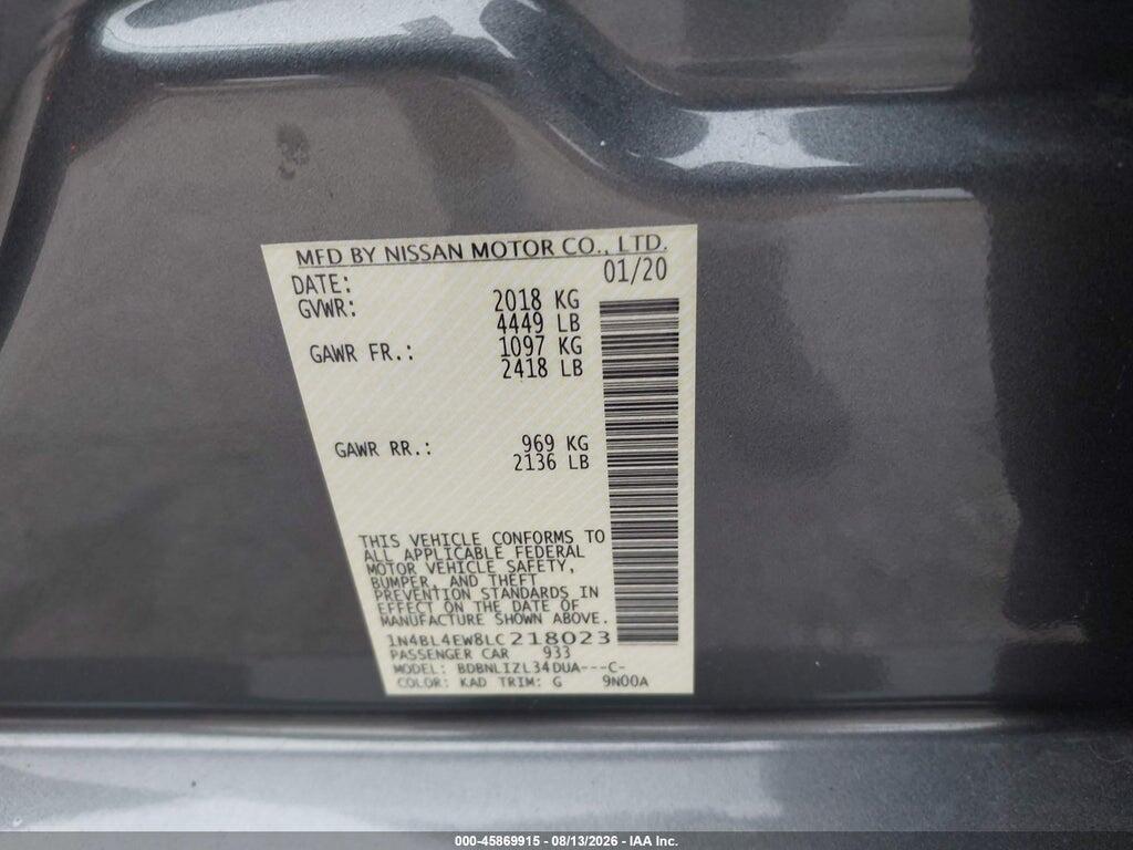 1N4BL4EW8LC218023 2020 NISSAN ALTIMA photo no. 9