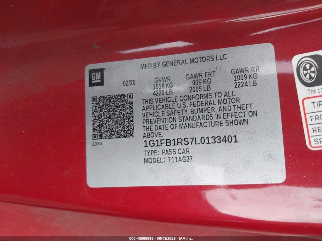 1G1FB1RS7L0133401 2020 CHEVROLET CAMARO photo no. 9
