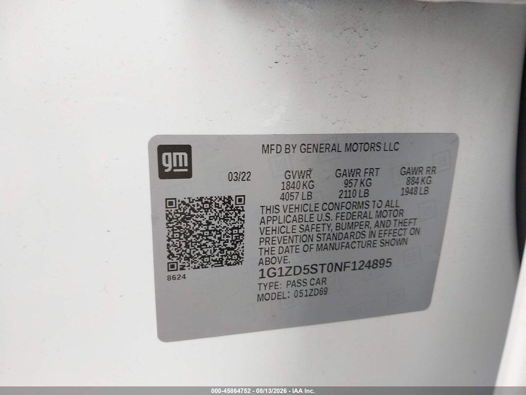 1G1ZD5ST0NF124895 2022 CHEVROLET MALIBU photo no. 9