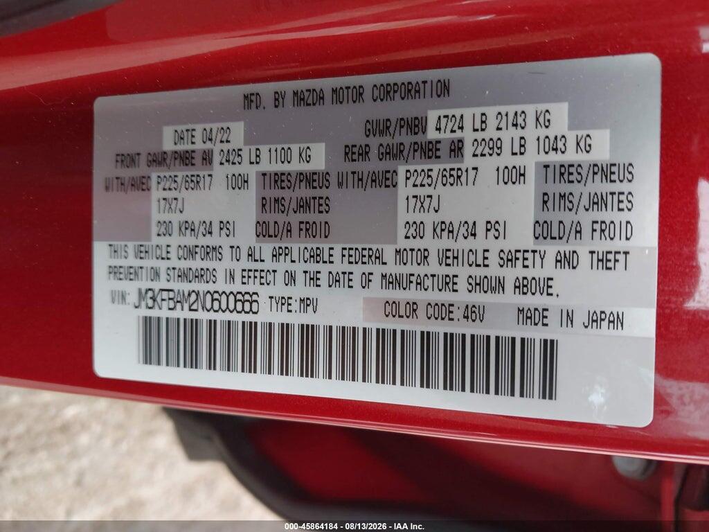 JM3KFBAM2N0600666 2022 MAZDA CX-5 photo no. 9