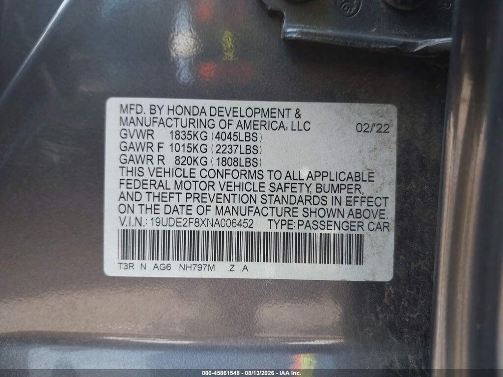 19UDE2F8XNA006452 2022 ACURA ILX photo no. 9