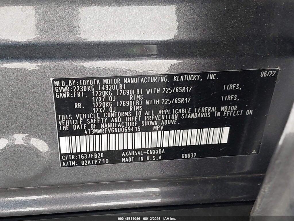 4T3MWRFV6NU069415 2022 TOYOTA RAV4 HYBRID photo no. 9