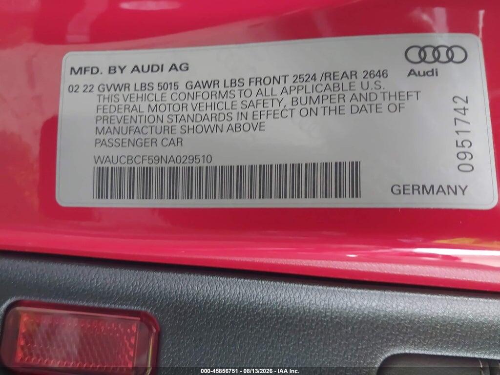 WAUCBCF59NA029510 2022 AUDI A5 SPORTBACK photo no. 9