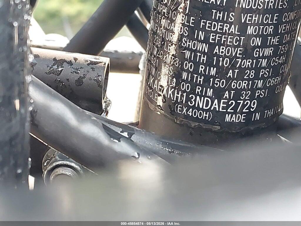 JKAEXKH13NDAE2729 2022 KAWASAKI EX400 photo no. 10