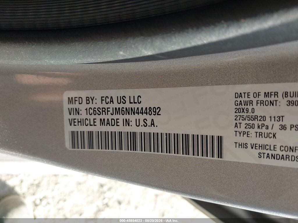 1C6SRFJM6NN444892 2022 RAM 1500 photo no. 9