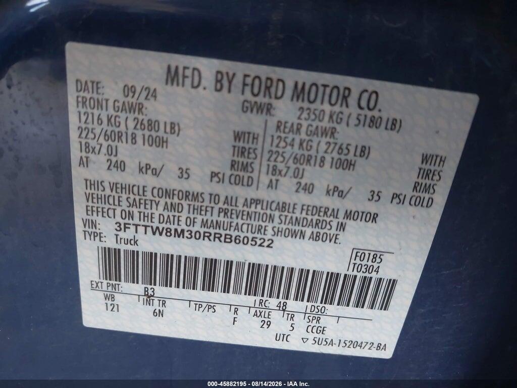3FTTW8M30RRB60522 2024 FORD MAVERICK photo no. 9