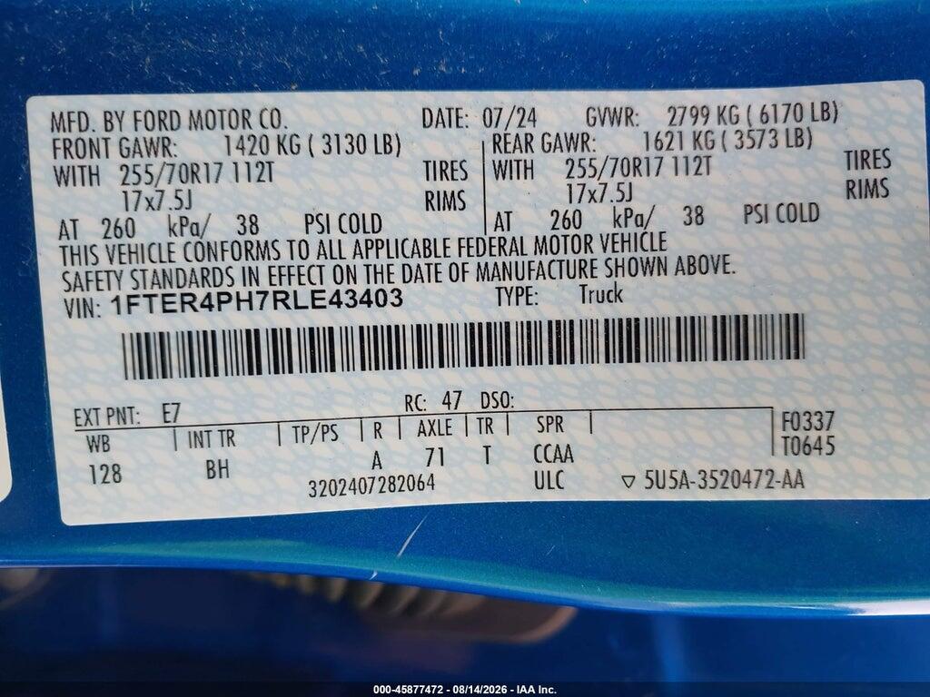 1FTER4PH7RLE43403 2024 FORD RANGER photo no. 9