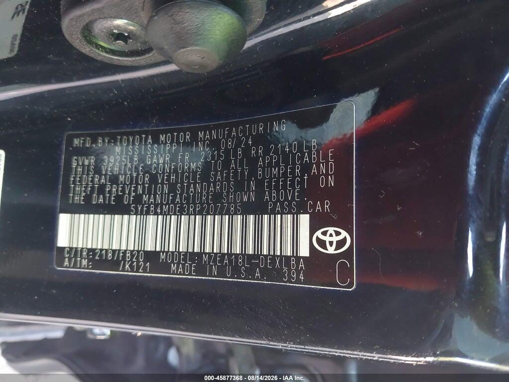 5YFB4MDE3RP207785 2024 TOYOTA COROLLA photo no. 9