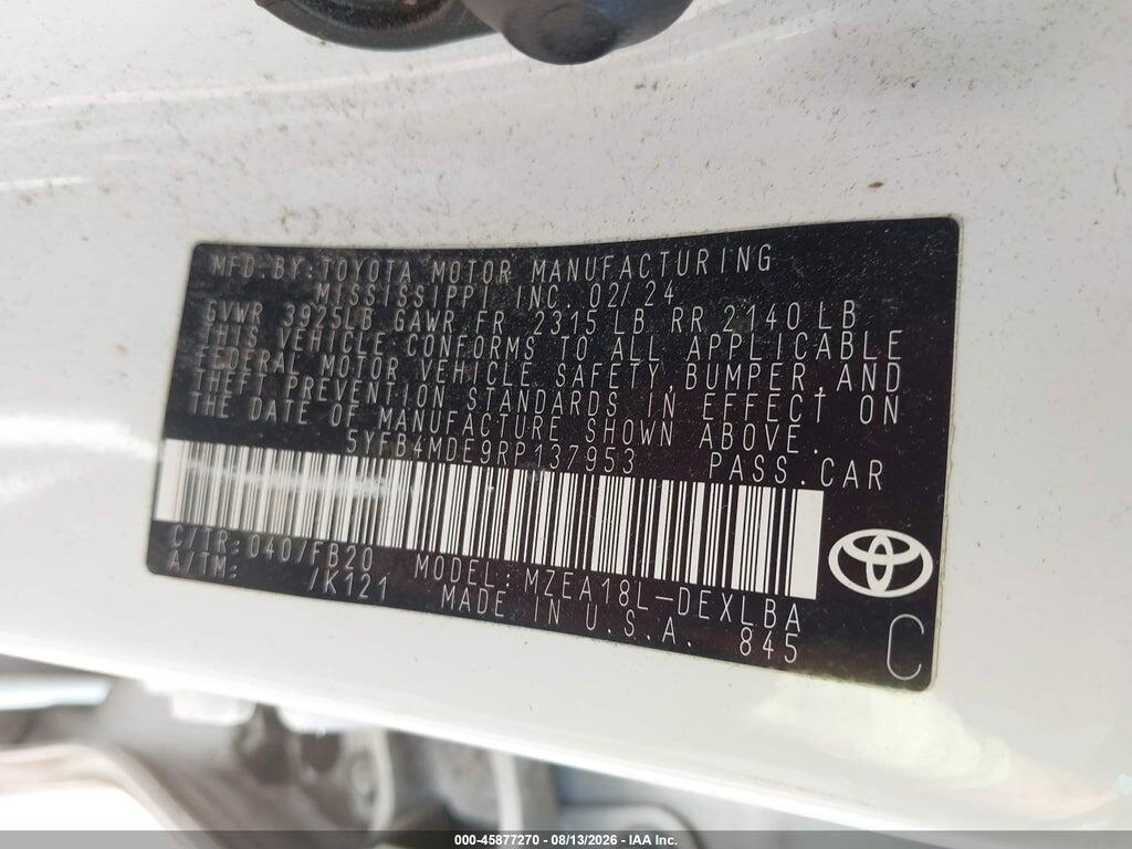 5YFB4MDE9RP137953 2024 TOYOTA COROLLA photo no. 9