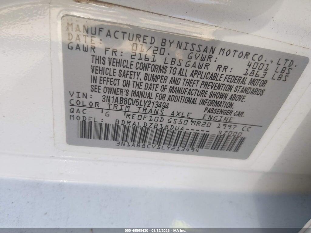 3N1AB8CV5LY213494 2020 NISSAN SENTRA photo no. 9