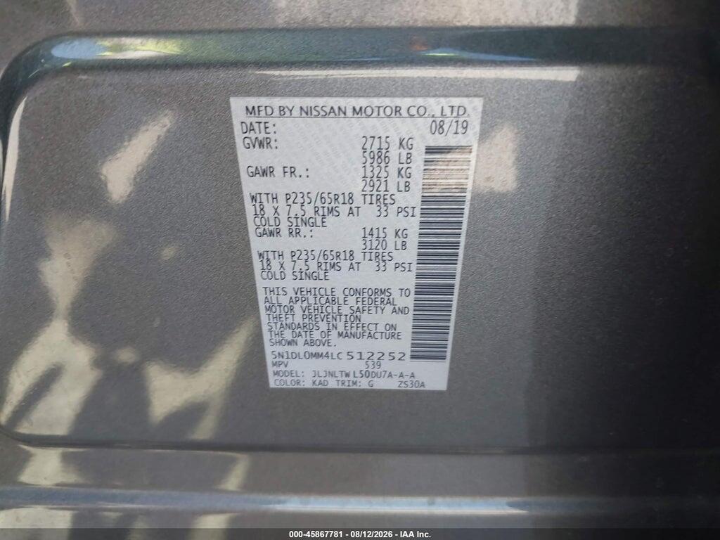 5N1DL0MM4LC512252 2020 INFINITI QX60 photo no. 9