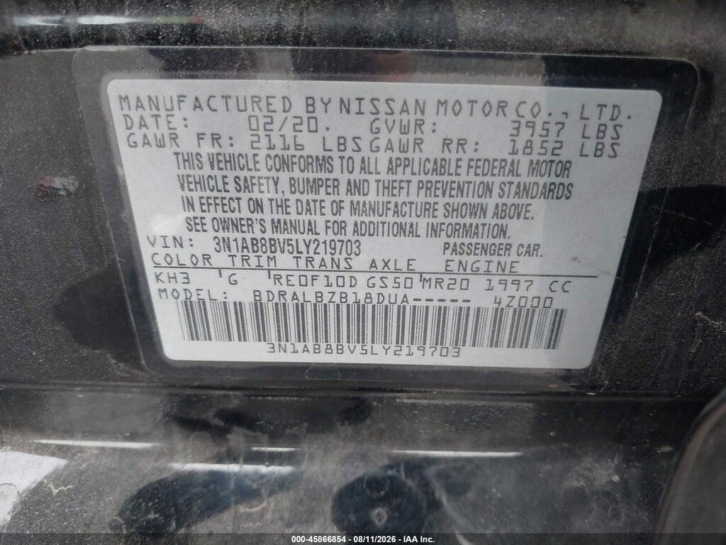 3N1AB8BV5LY219703 2020 NISSAN SENTRA photo no. 9
