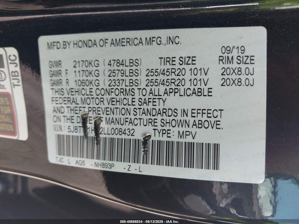 5J8TC1H62LL008432 2020 ACURA RDX photo no. 9