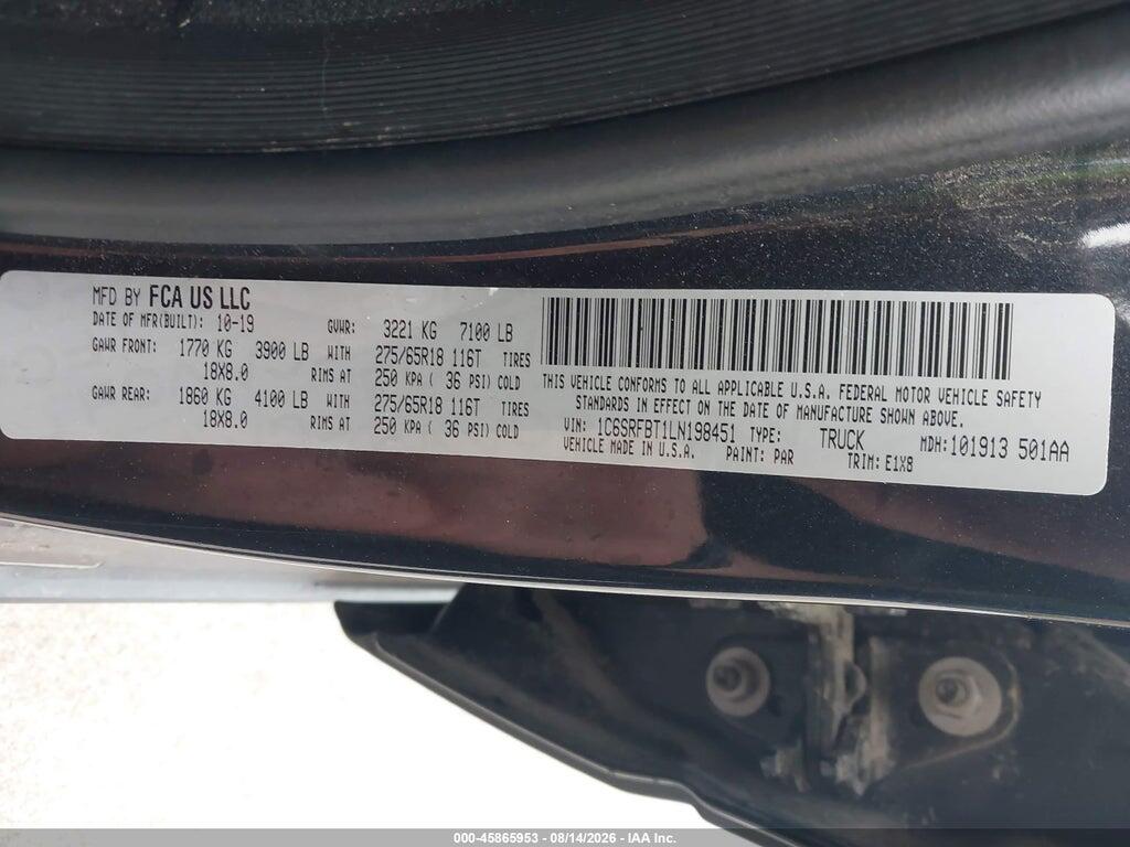 1C6SRFBT1LN198451 2020 RAM 1500 photo no. 9