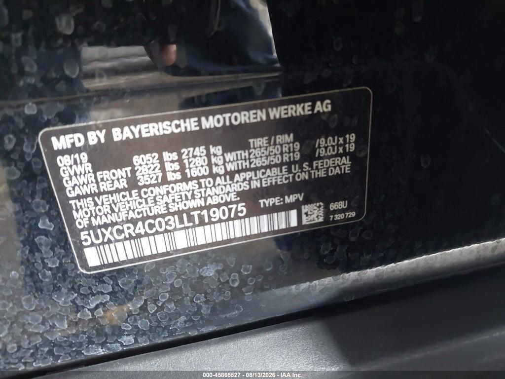 5UXCR4C03LLT19075 2020 BMW X5 photo no. 9